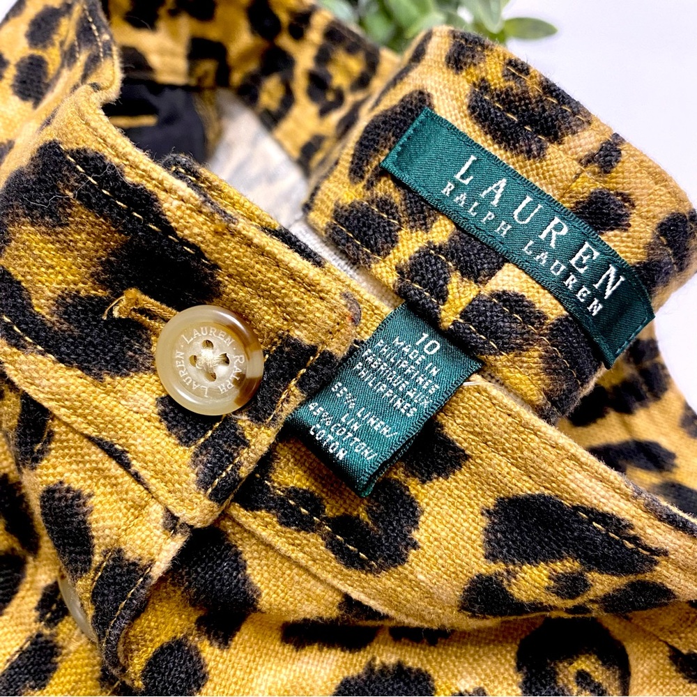 Ralph Lauren NWT Leopard Print Button Front Midi Skirt With Pockets Size 10